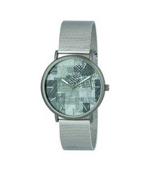 Аналогов часовник в сребристо с принт при циферблат снимка