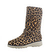 Дамски ботуши с леопардови шарки от естествена кожа-1 снимка