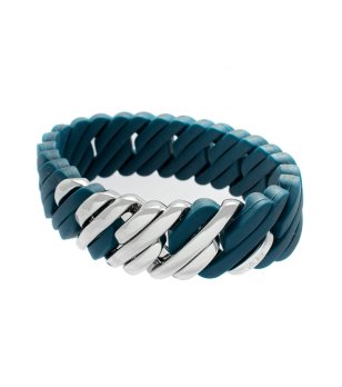 Дамска гривна в тъмнозелено и сребристо снимка