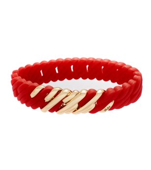 Дамска силиконова гривна в червено и златисто снимка