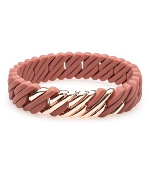 Дамска гривна в цвят брик и златисто  снимка