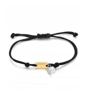 Черна дамска регулируема гривна с плочка с надпис Girl Boss снимка