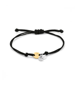 Черна дамска гривна със златисти и сребристи елементи снимка