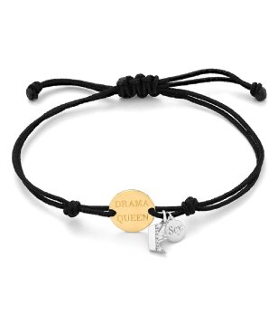 Регулируема гривна с елемент с надпис Drama Queen и висулки снимка