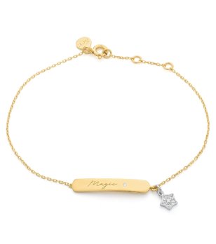 Дамска златиста гривна с плочка и висулка Magic снимка