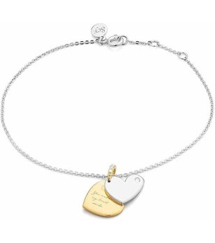 Дамска сребриста гривна с висулки сърце снимка