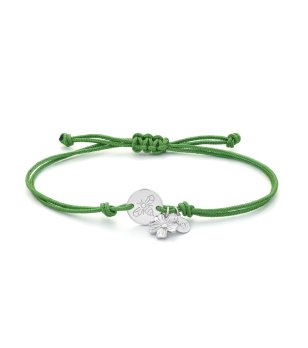 Регулируема зелена гривна със сребристи елементи снимка