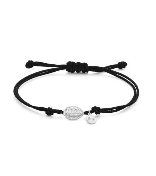 Черна дамска гривна със сребриста костенурка снимка