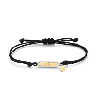 Дамска черна дамска гривна с плочка с надпис Be Brave снимка