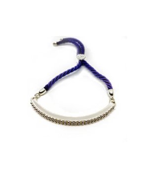 Регулируема гривна в сребристо и тъмносиньо снимка