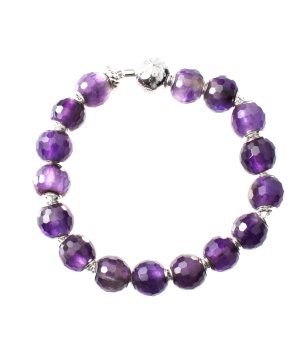 Дамска гривна с лилави мъниста снимка