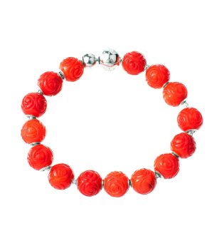 Дамска гривна с червени мъниста снимка