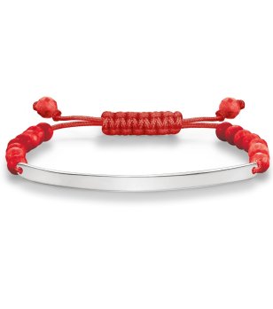 Унисекс гривна в бяло с червени мъниста 21 см снимка