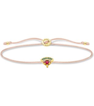 Бежова дамска гривна с елемент циркония с камъчета снимка