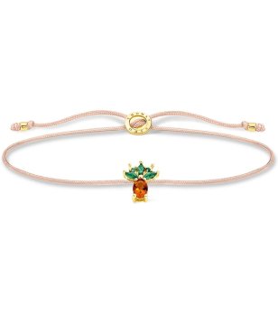 Бежова дамска гривна с елемент ананас с камъчета снимка