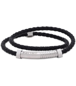 Черна мъжка гривна с кожен шнур снимка