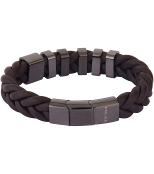 Мъжка черна кожена гривна снимка