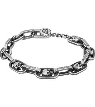 Мъжка гривна с черепи снимка