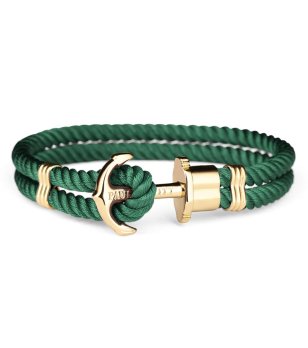 Унисекс гривна в тъмнозелено със златиста котва размер М снимка