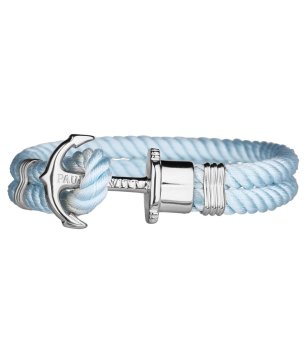 Унисекс гривна в светлосиньо с котва в сребристо с размер XXL снимка