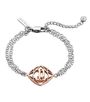 Дамска сребриста гривна с розовозлатист елемент снимка