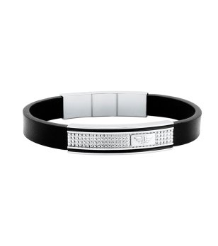 Мъжка гривна в черно и сребристо снимка