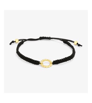 Дамска черна гривна със златист елемент и регулируемо закопчаване снимка