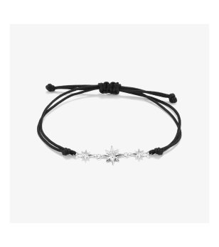 Черна дамска гривна със сребристи звезди снимка