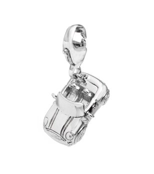 Сребриста висулка за гривна с формата на автомобил снимка