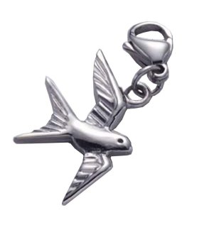 Сребрист медальон с птица снимка