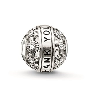 Посребрен талисман с надпис Thank you снимка