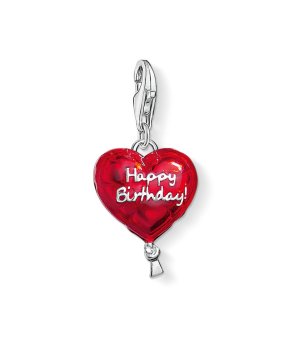 Червена висулка сърце с надпис Happy birthday снимка