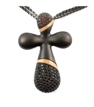 Черно дамско колие с кристали снимка