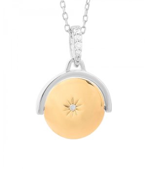 Дамско колие с кръгла висулка с камъче снимка
