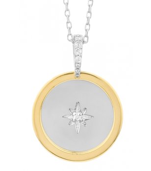 Дамско колие кръгла висулка със звезда снимка