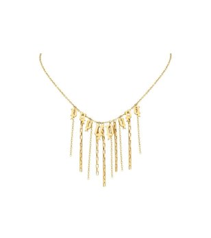 Златисто дамско колие с висящи елементи снимка