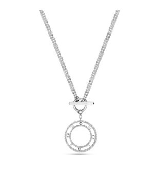 Сребристо колие с кръгъл медальон снимка