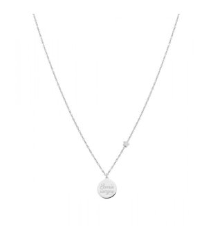 Дамско сребристо колие с висулка с гравюра снимка