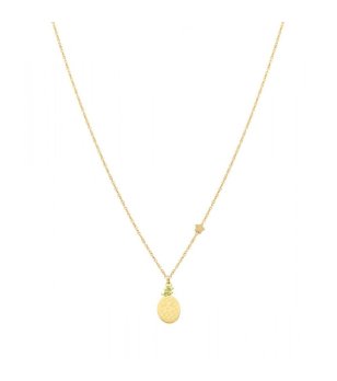 Дамско златисто колие с висулка ананас снимка