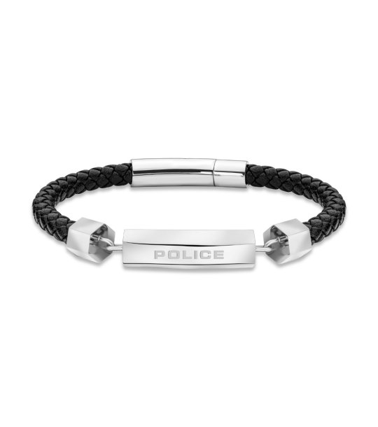 Мъжка кожена гривна с метални детайли снимка