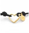 Регулируема черна гривна със златисто сърце-1 снимка