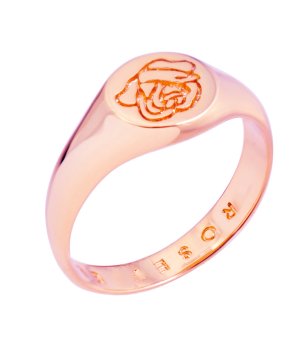 Дамски розовозлатист пръстен с роза снимка