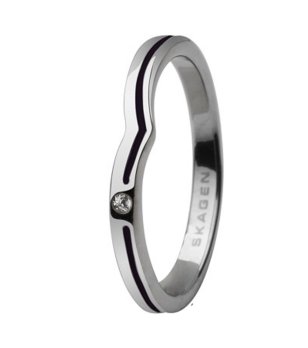 Дамски пръстен с камък и черен кант  размер 5 снимка