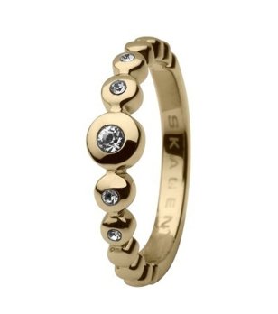 Златист дамски пръстен с камъни размер 5 снимка