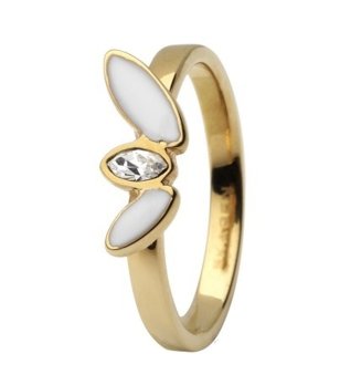 Златист дамски пръстен с камък размер 7 снимка