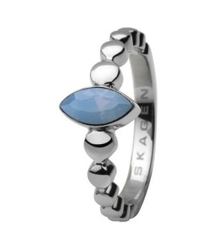 Дамски сребрист пръстен със син камък размер 7 снимка