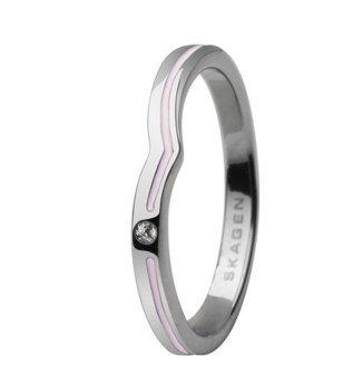 Дамски сребрист пръстен розов кант размер 6 снимка