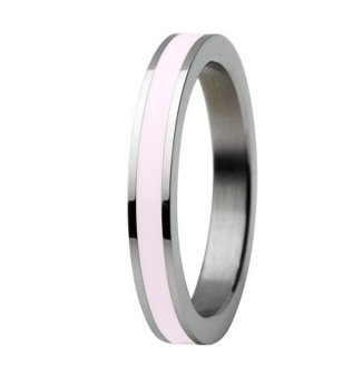 Дамски пръстен с розова ивица размер 7 снимка