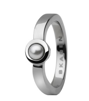 Елегантен сребрист пръстен с перла размер 5 снимка