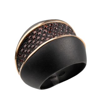 Елегантен дамски черен пръстен с кристали снимка